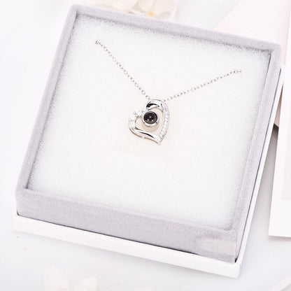 Heart Pendant Color Photo Projection Personalized Necklace with Picture Inside-silviax