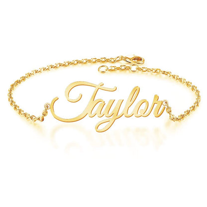 Gold Plated Classic Name Bracelet For Girls-silviax