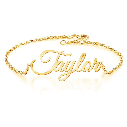 Gold Plated Classic Name Bracelet For Girls-silviax