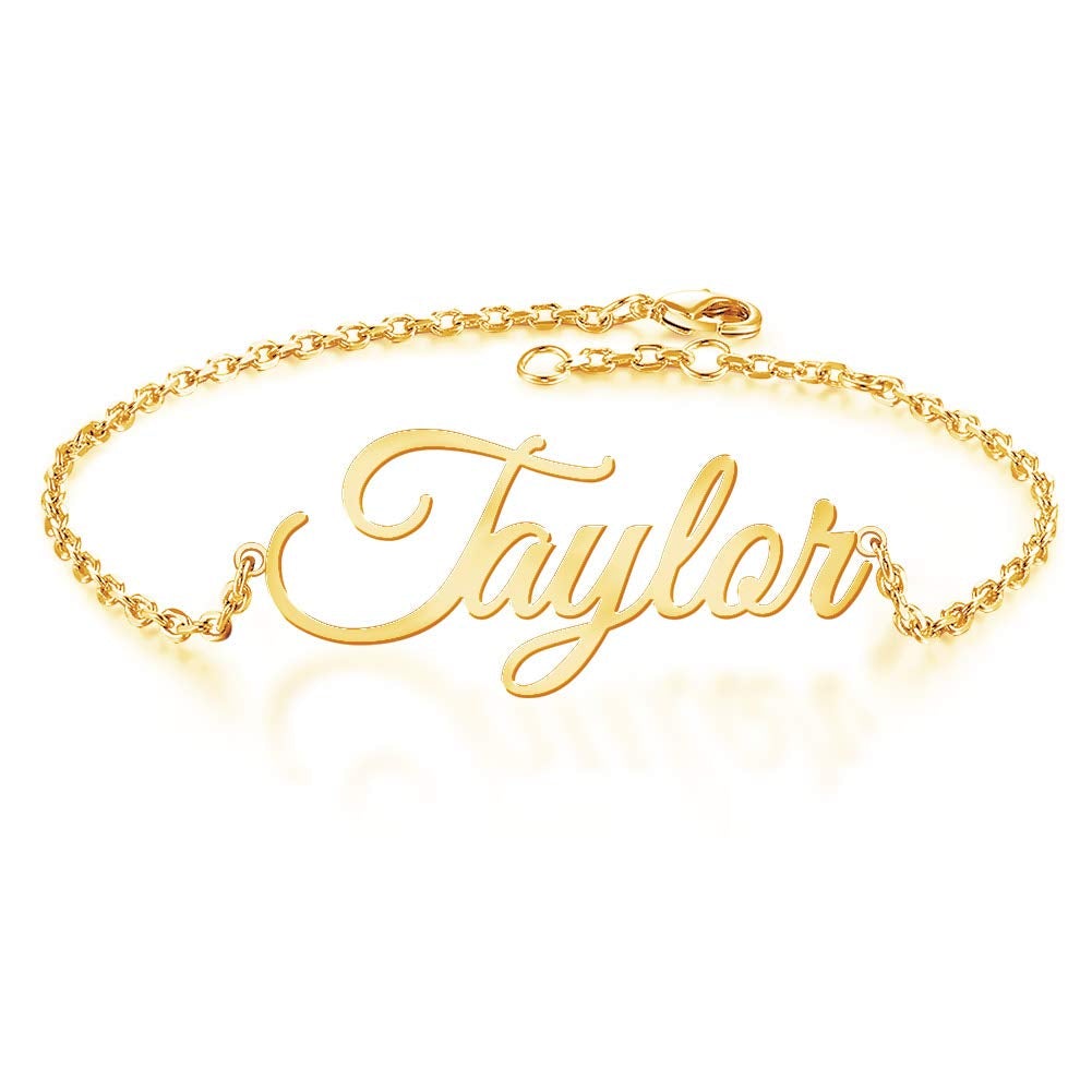 Gold Plated Classic Name Anklet For Girls-silviax