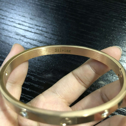 Gold Plated Personalized Bangle Bracelet