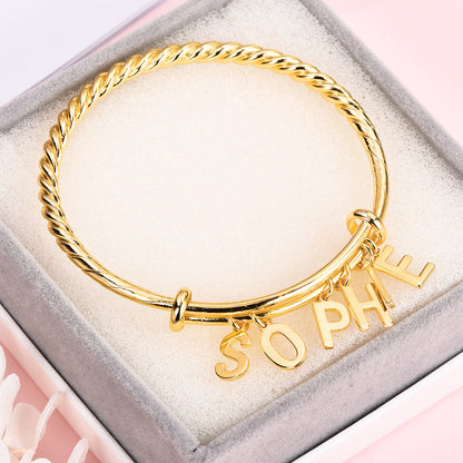 Expandable Wire Bangle Bracelet Personalized Name Bracelet