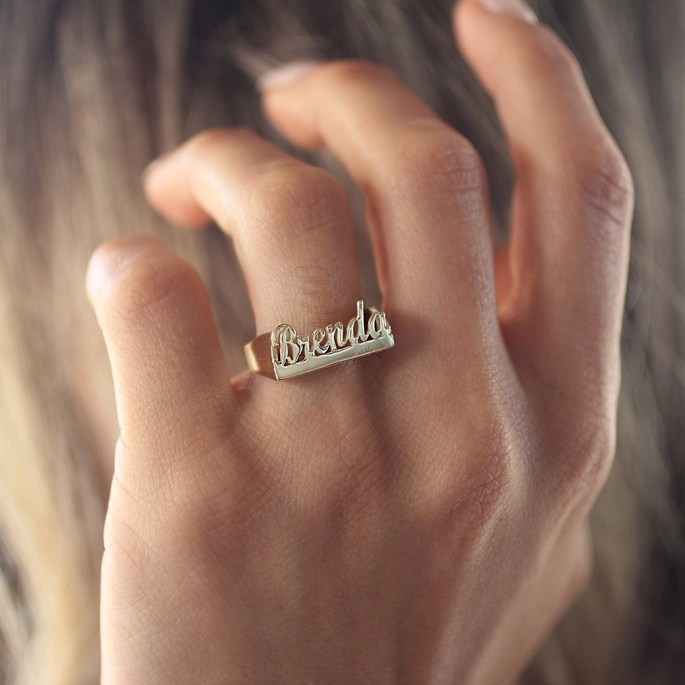 Customized Gold Plated Name Ring-silviax