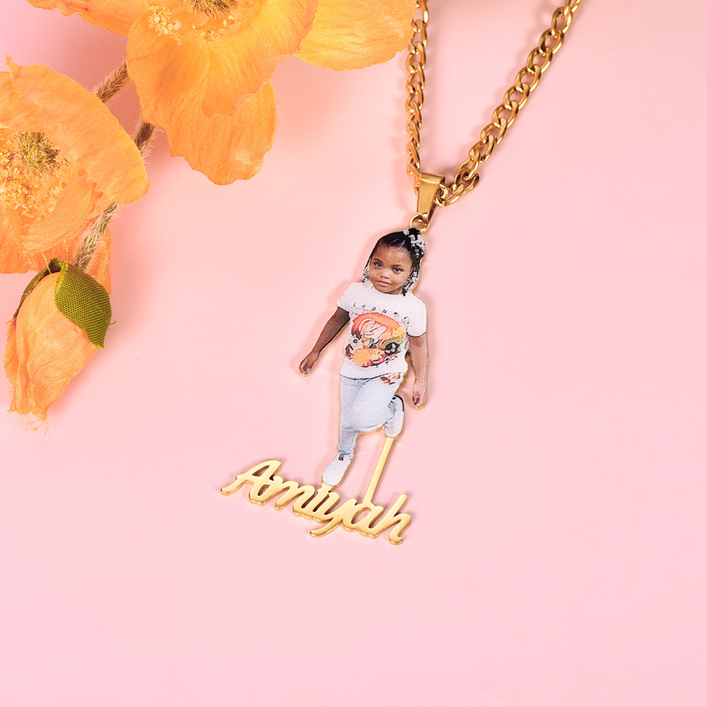 Photo Nameplate Pendant  Personalized Custom Name Necklace-silviax