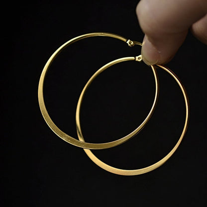 Flat 30mm/60mm Gold Plated Hoop Earrings-silviax