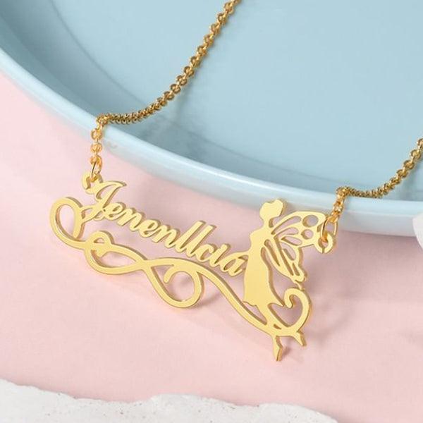 Fairy Angel Personalized Custom Gold Plated Name Necklace-silviax