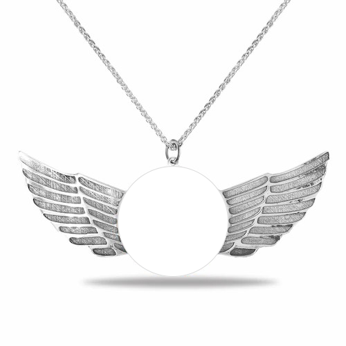 Angel Wings Pendant Photo Necklace White Gold-silviax