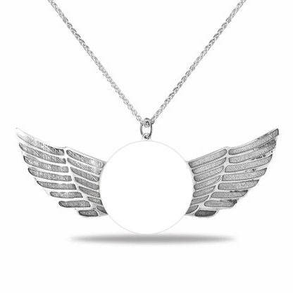 Angel Wings Pendant Photo Necklace White Gold-silviax