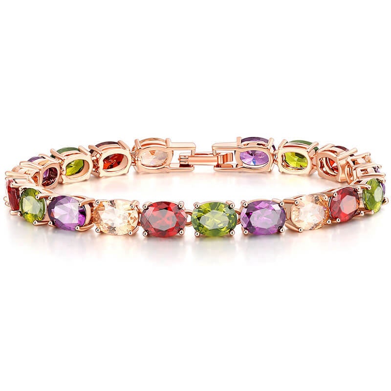 5mm Colorful Crystal Zircon Rose Gold Bracelet-silviax