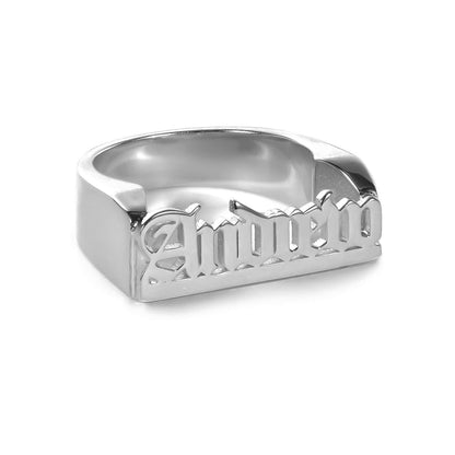 Gold Plated Personalized Gothic Name Ring-silviax