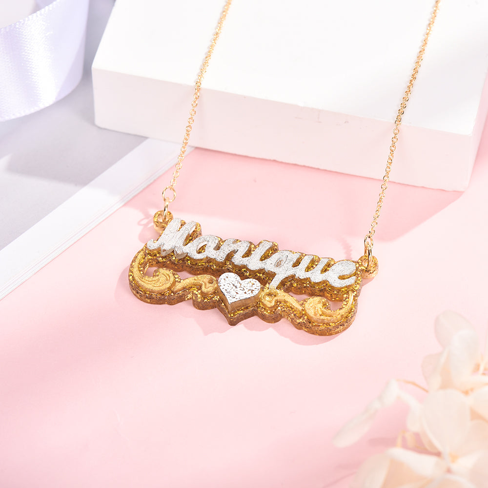 Acrylic Double Layer Two Tone Personalized Custom Name Necklace-silviax