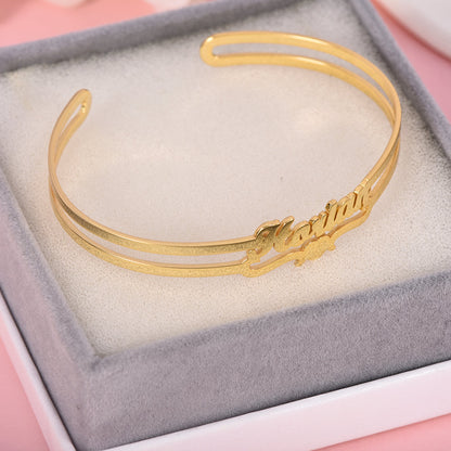 8mm Personalized Name Bracelet Gold Plated With Love Heart-silviax