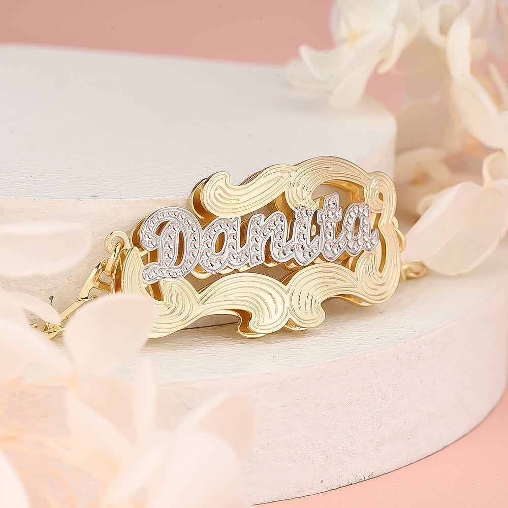 Double Layer Two Tone Personalized Custom Gold Plated Name Anklet-silviax