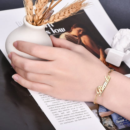 Lattice Chain Personalized Custom Gold Plated Name Bracelet-silviax