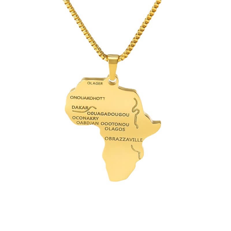 Africa Map Pendant Gold Plated Necklace-silviax