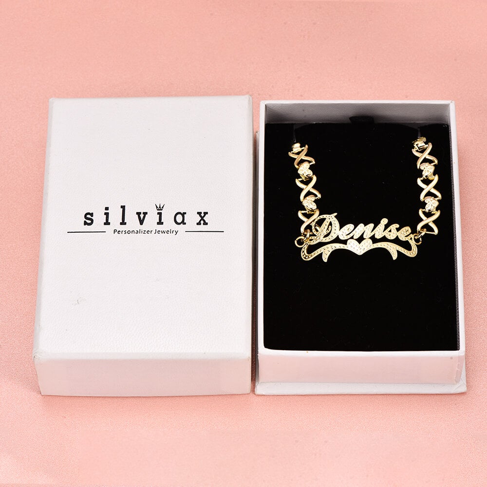 Heart Nameplate Personalized Custom Gold Plated Name Bracelet-silviax