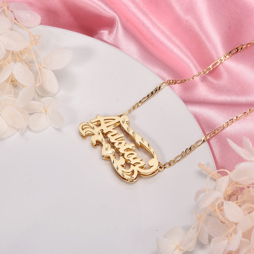 3D Double Plated Gold Plated Personalized Name Necklace-silviax