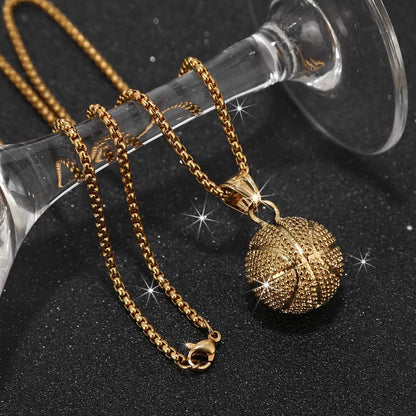 Basketball Pendant Sports Hip Hop Gold Plated  Necklace