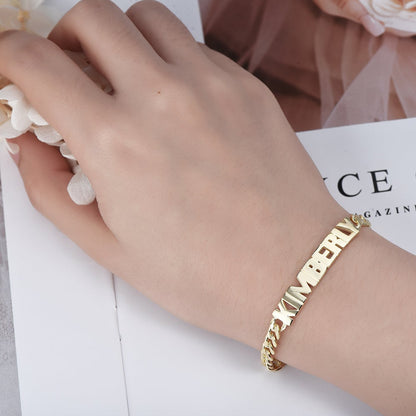 Gold Plated Personalized Capital Letter Name Bracelet-silviax