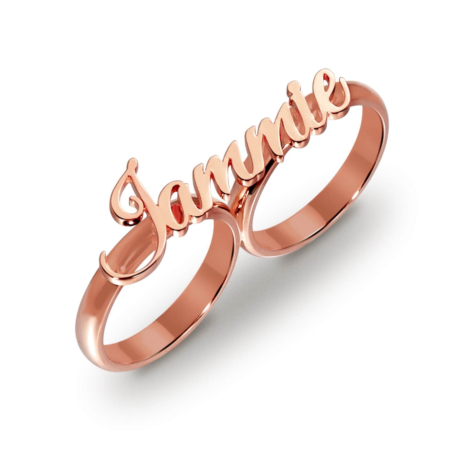 Gold Plated Two Finger personalized Name Ring For Gift-silviax