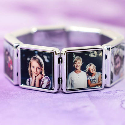 7 To 9 Photos Square White Gold Personalized Custom Photo Bracelet-silviax