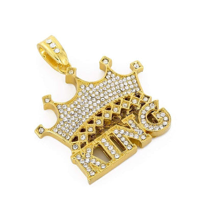 King Crown Pendant Neckalce Hip Hop Style Gold Plated Tennis Chain