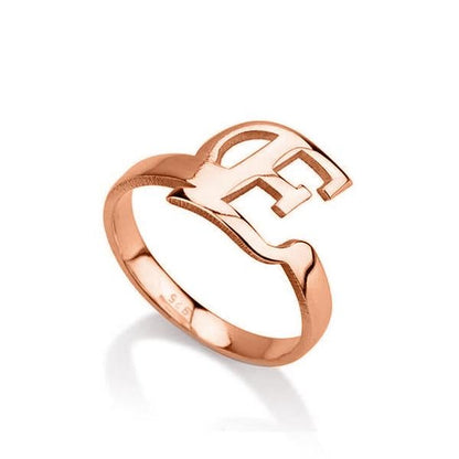 Gold Plated Personalized Initial Letter Ring-silviax