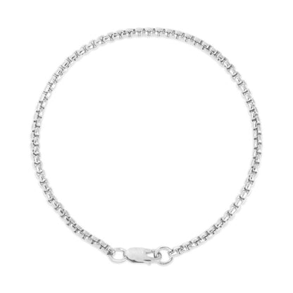 3mm/5mm Round Box Chain White Gold Plated Bracelet-silviax