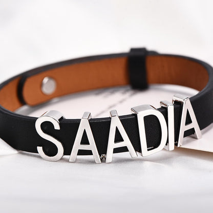 Capital Letter Leather Bracelet Personalized Custom Name Bracelet For Man Father's Day Gift-silviax