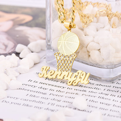 Basketball Nameplate Pendant Personalized Custom Gold Plated Name Necklace-silviax