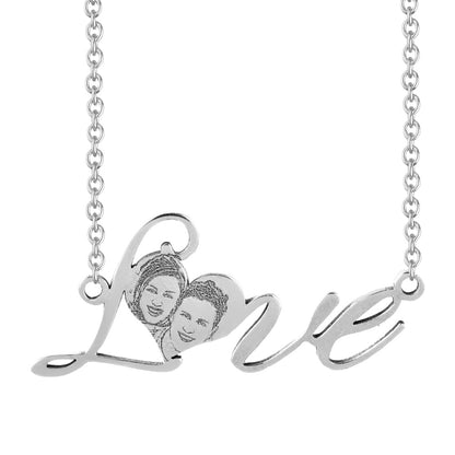 Love Engraved Photo Pendant Personalized Custom Photo Necklace-silviax