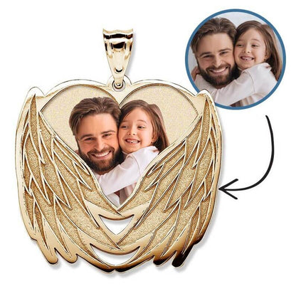 Angel Wings White Gold Pendant Personalized Custom Photo Necklace-silviax