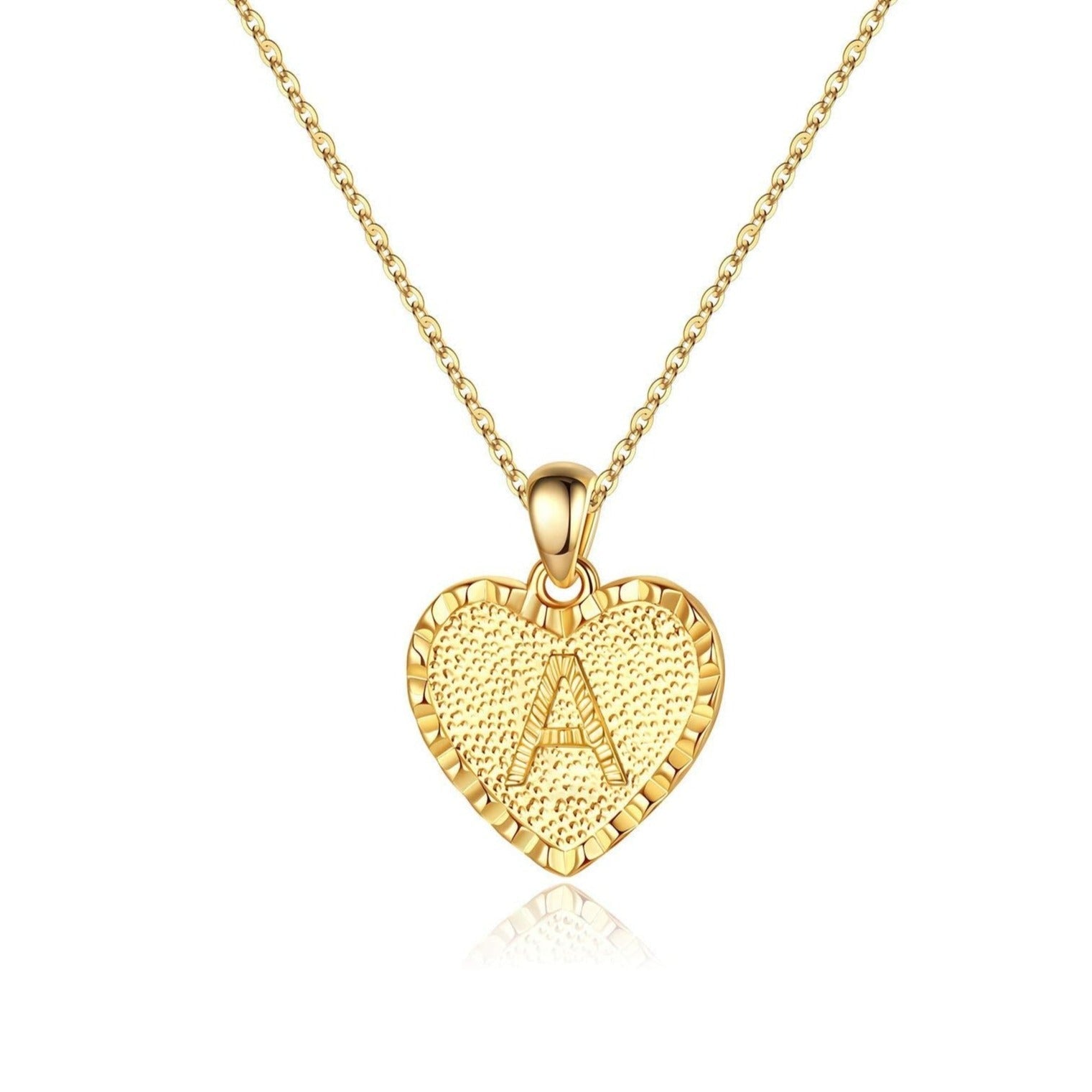 Gold Plated Heart Pendant Initial Letter Necklace-silviax