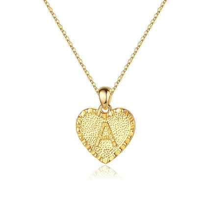 Gold Plated Heart Pendant Initial Letter Necklace-silviax