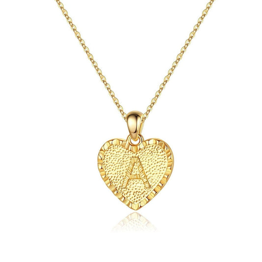 Gold Plated Heart Pendant Initial Letter Necklace-silviax