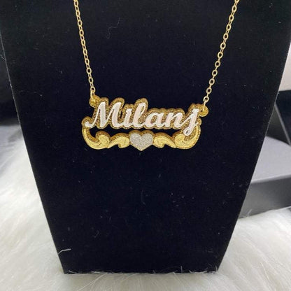 Acrylic Double Layer Two Tone Personalized Custom Name Necklace-silviax