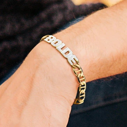 Capital Letter Two Tone Personalized Custom Gold Plated Name Bracelet-silviax