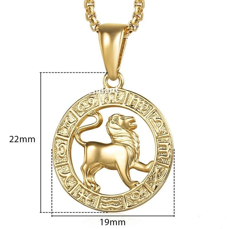 12 Horoscope Round Gold Plated Pendant Necklace-silviax