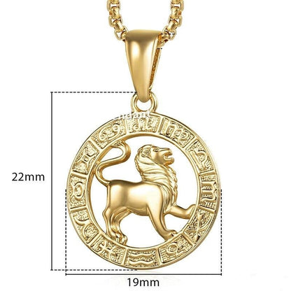 12 Horoscope Round Gold Plated Pendant Necklace-silviax