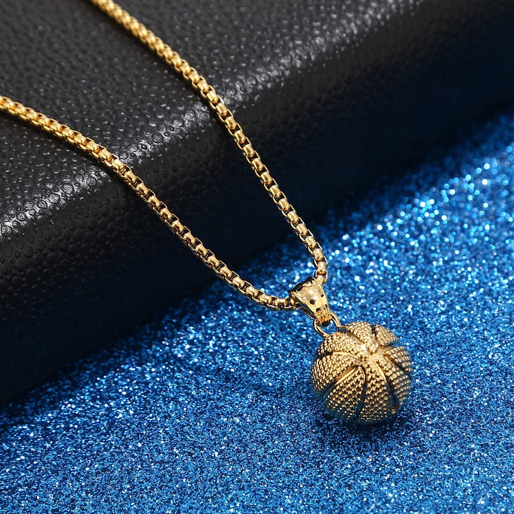 Basketball Pendant Sports Hip Hop Gold Plated  Necklace