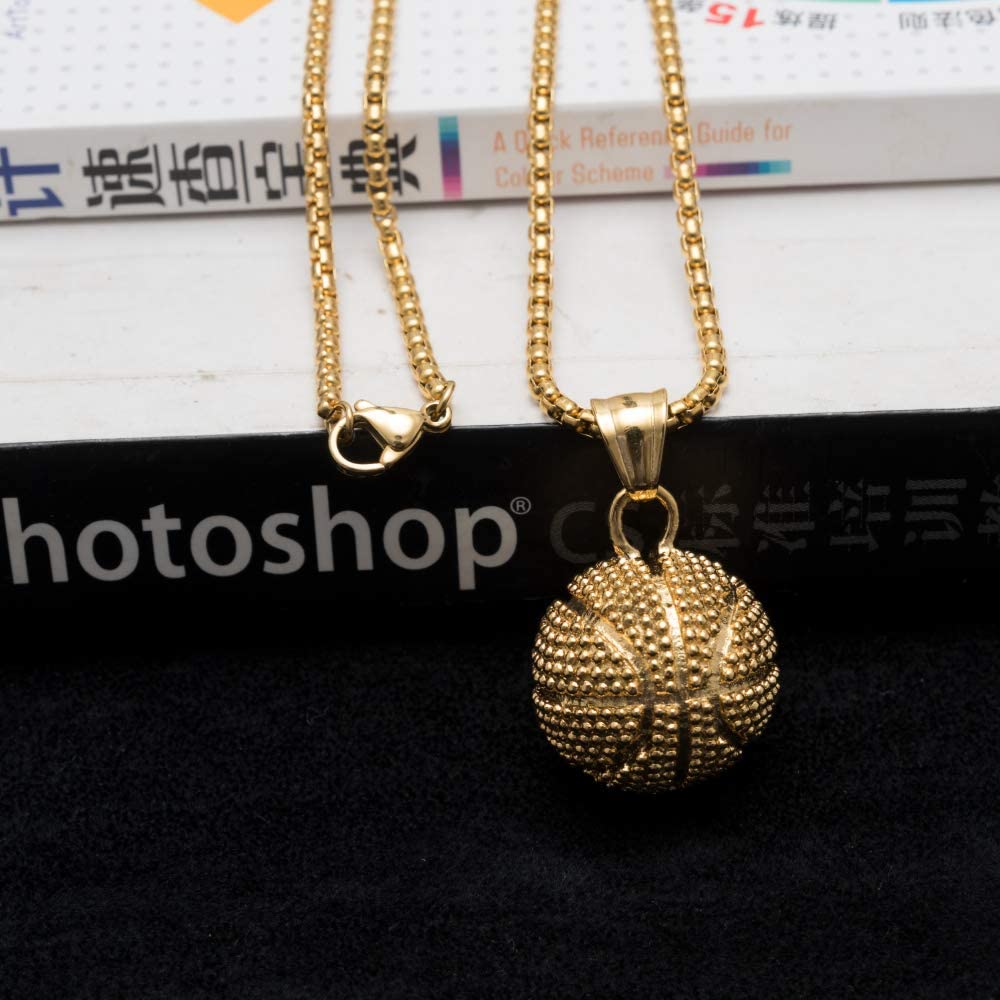 Basketball Pendant Sports Hip Hop Gold Plated  Necklace