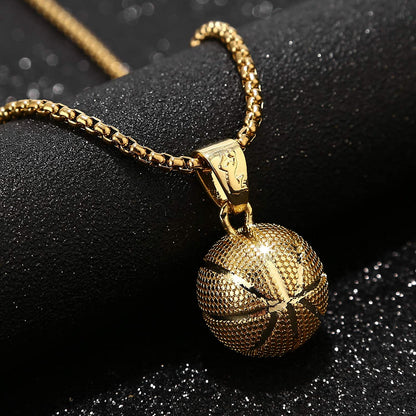 Basketball Pendant Sports Hip Hop Gold Plated  Necklace