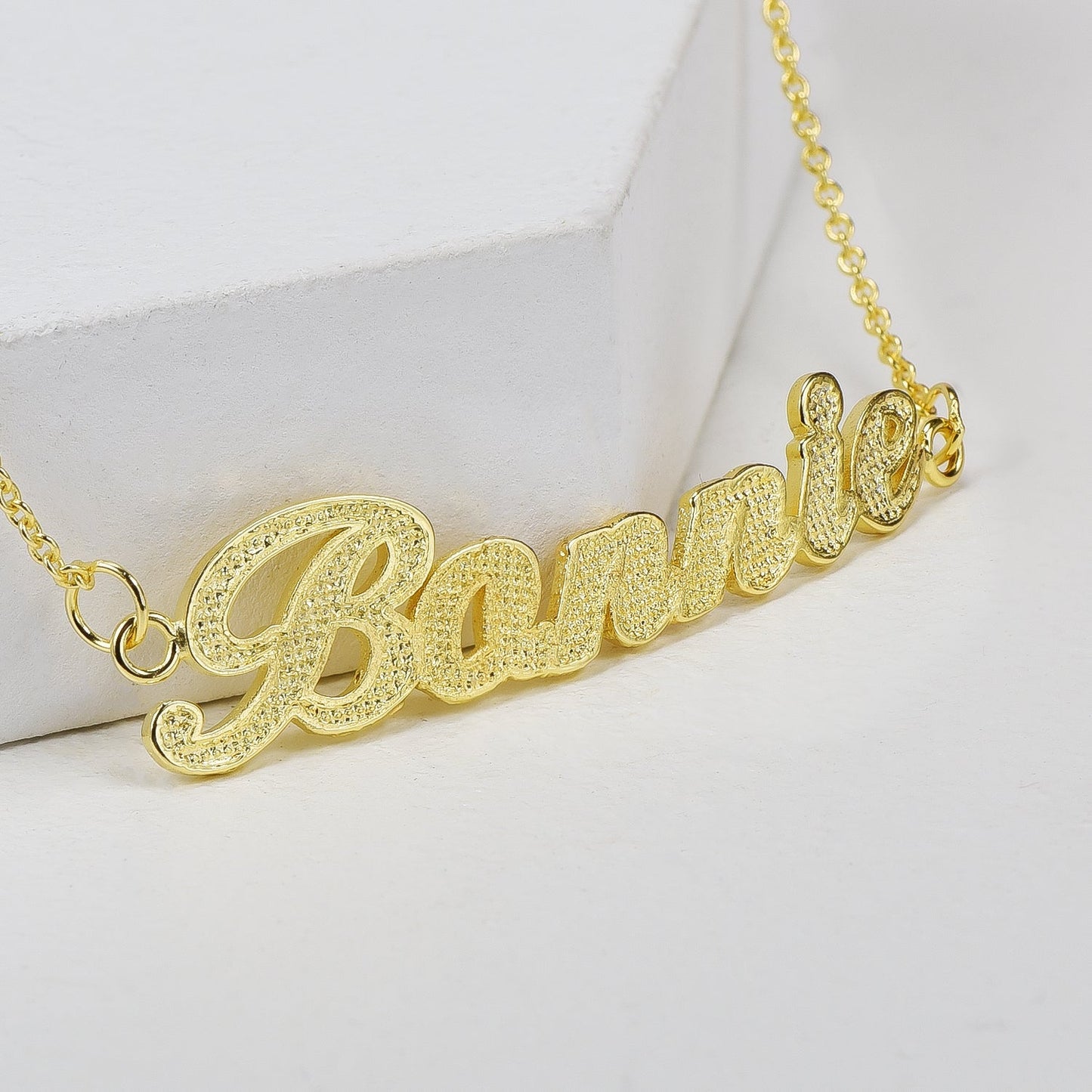 Gold Plated Personalized Diamond cut Name Bracelet-silviax