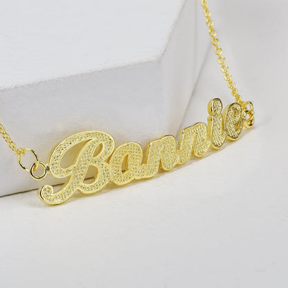 Gold Plated Personalized Diamond cut Name Bracelet-silviax