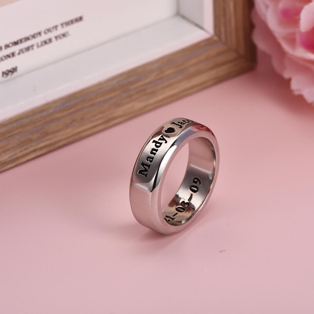 Sterling Silver Couple's Name Anniversary Personalized Custom Engraved Ring-silviax