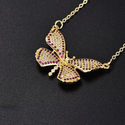 Gold-plated Zircon Butterfly Necklace