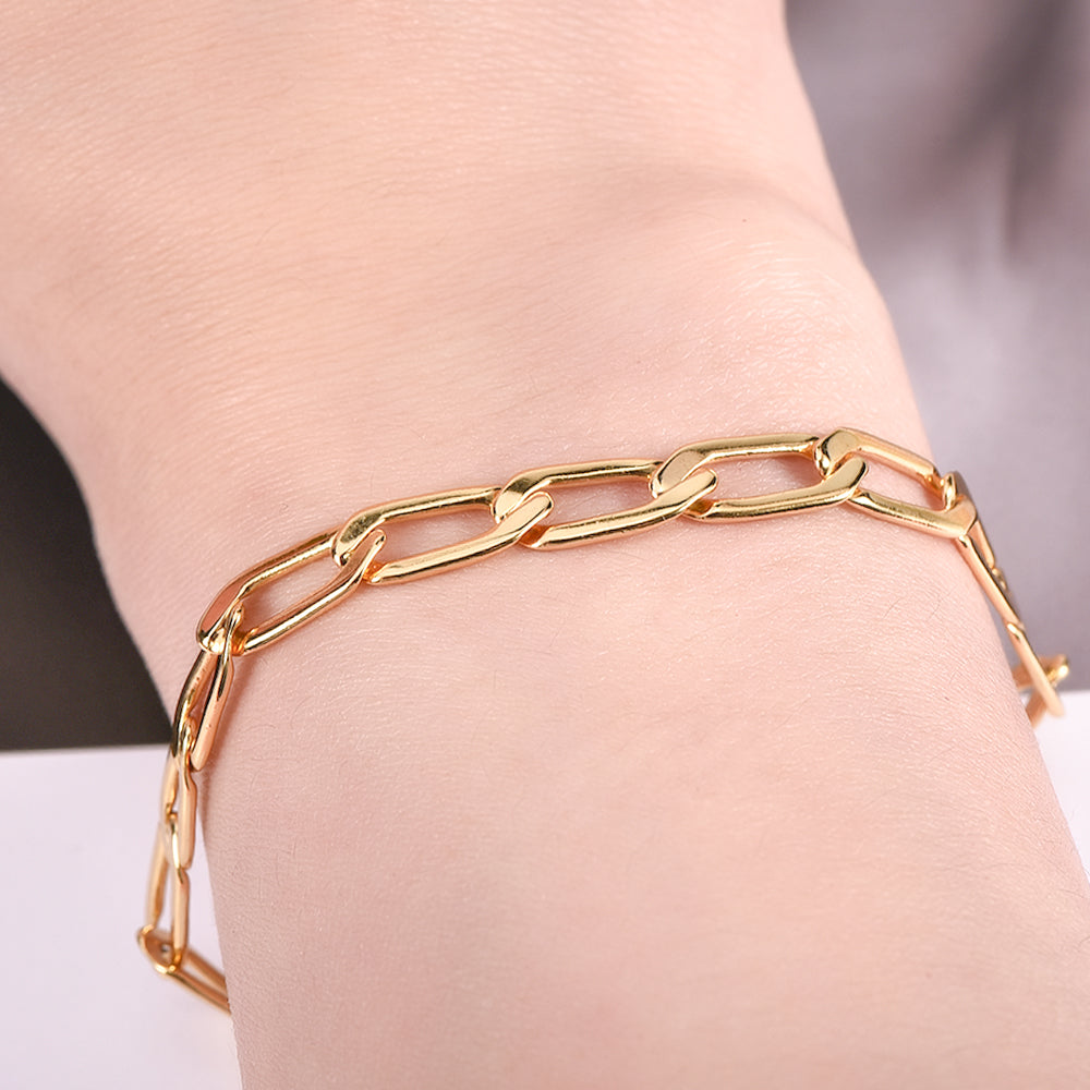 Paperclip Chain Gold Plated Bracelet Copper Chain-silviax