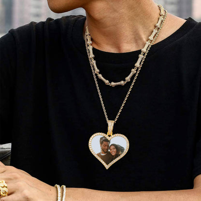 Heart Pendant Photo Necklace Gold Plated