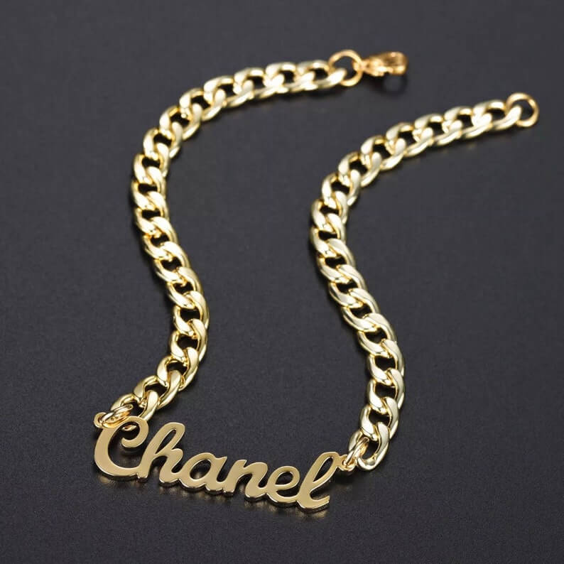 5mm Cuban Chain Gold Plated Personalized Custom Name Bracelet-silviax