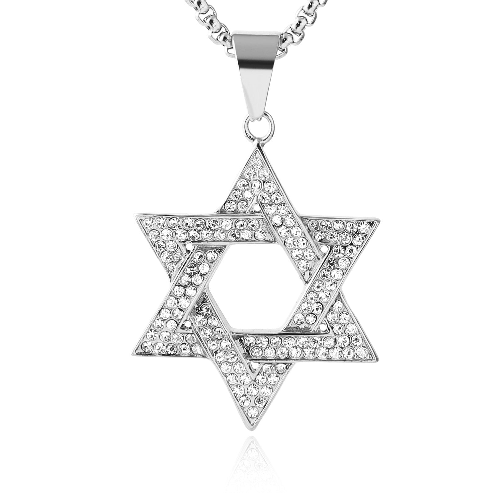 Hexagonal Star Pendant Hip Hop Gold Plated Necklace-silviax